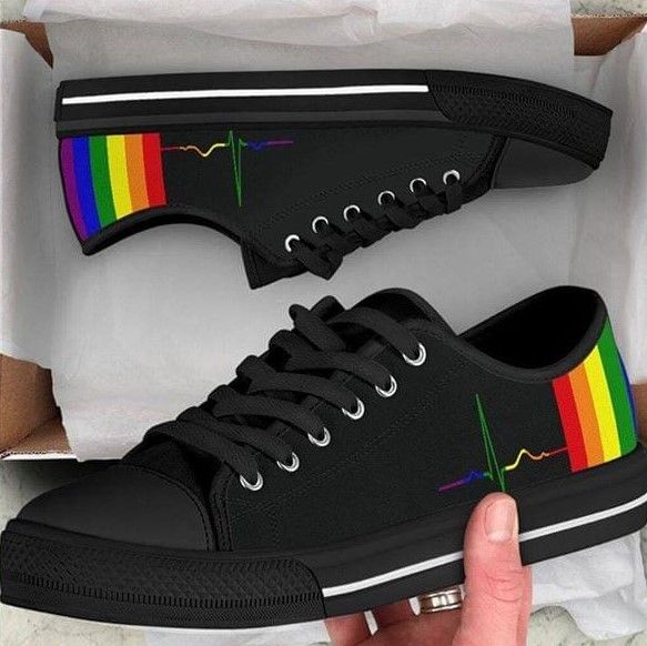 Rainbow Heartbeat LGBT Low Top Shoes PAN