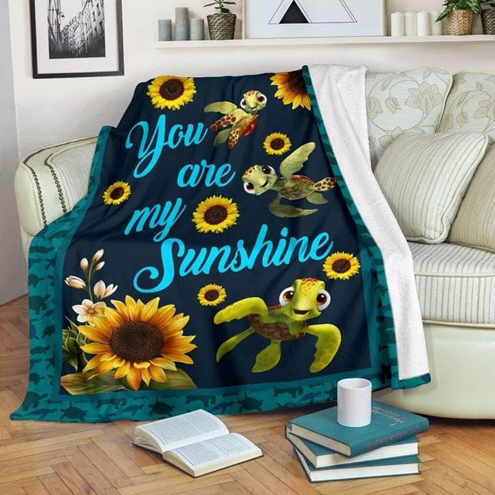You Are My Sunshine Turtle Sunflower Fleece Blanket