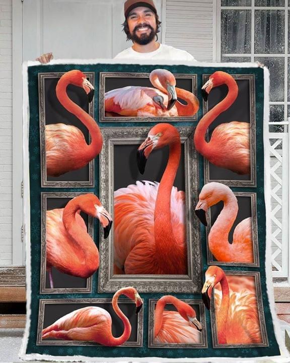 Flamingos Printed On Fleece Blanket