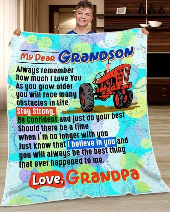 My Dear Grandson Always Remember How Much I Love You Grandpa Fleece Blanket