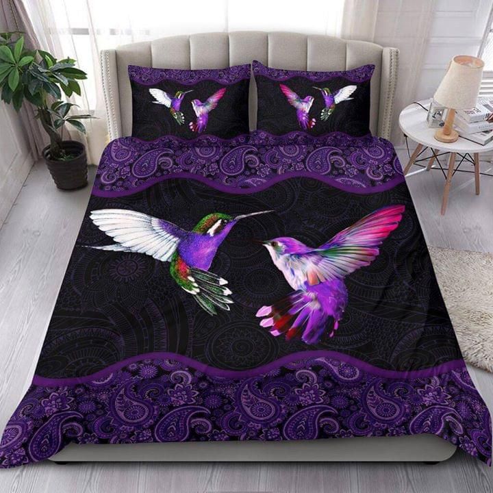 Hummingbirds Mandala Purple Bedding Set