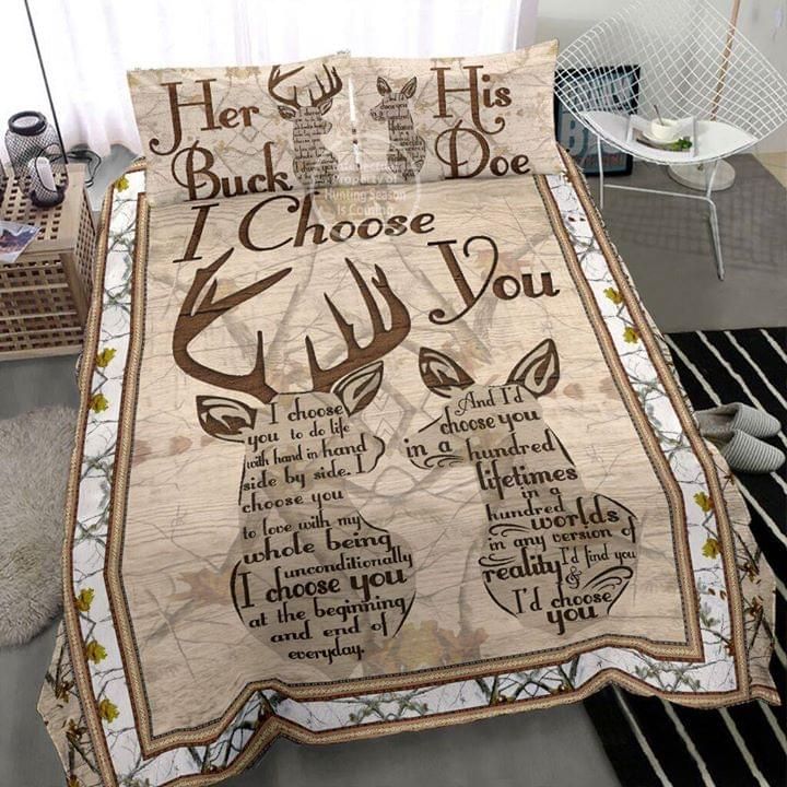 I Choose You To Do Life With Hand In Hand Buck And Doe Bedding Set