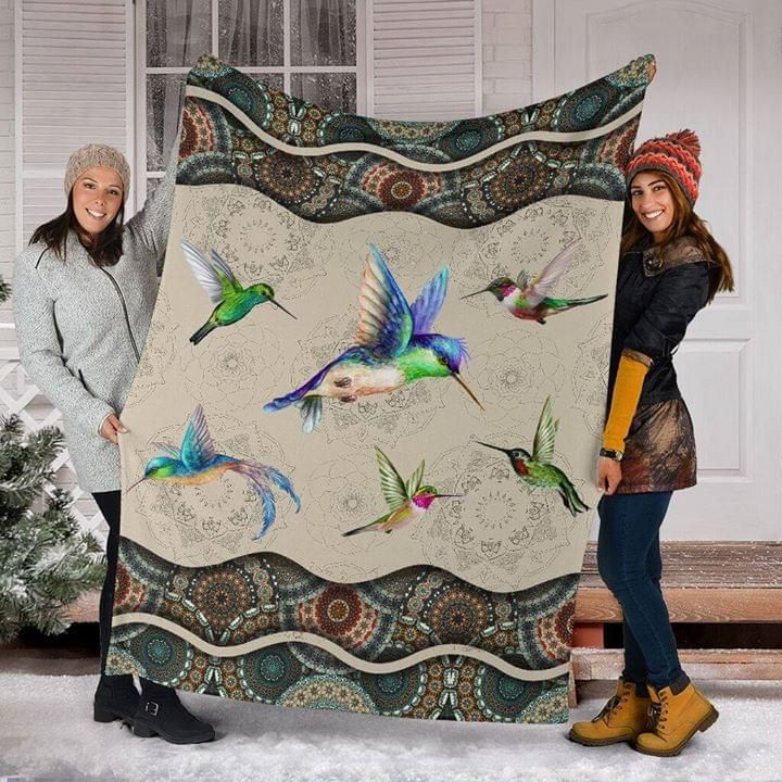 Hummingbird Mandala Fleece Blanket