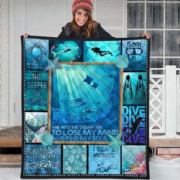 And Into The Ocean I Go To Lose My Mind Turtle Diver Quilt