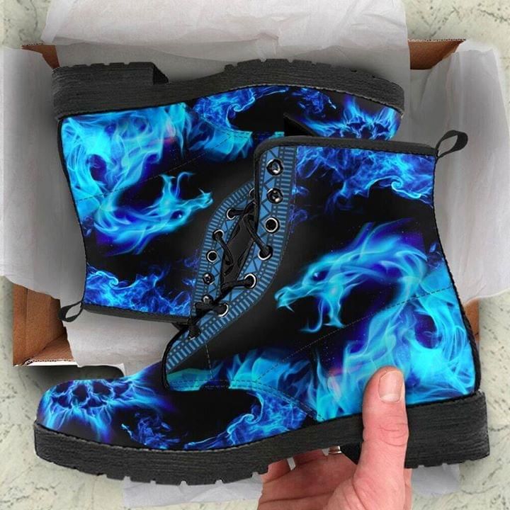 Dragon Blue Leather Boots PAN
