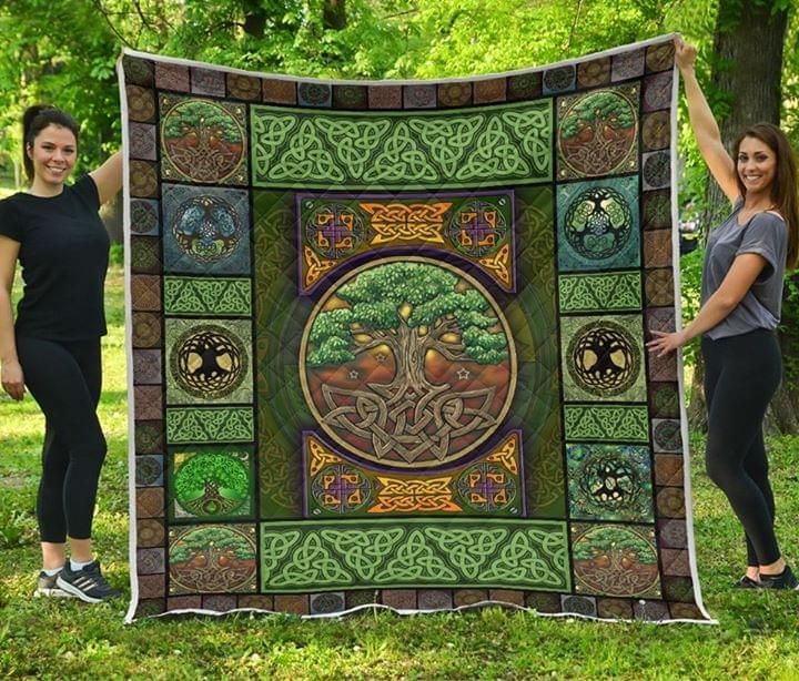 Tree Spirit World Irish Printed On Quilt