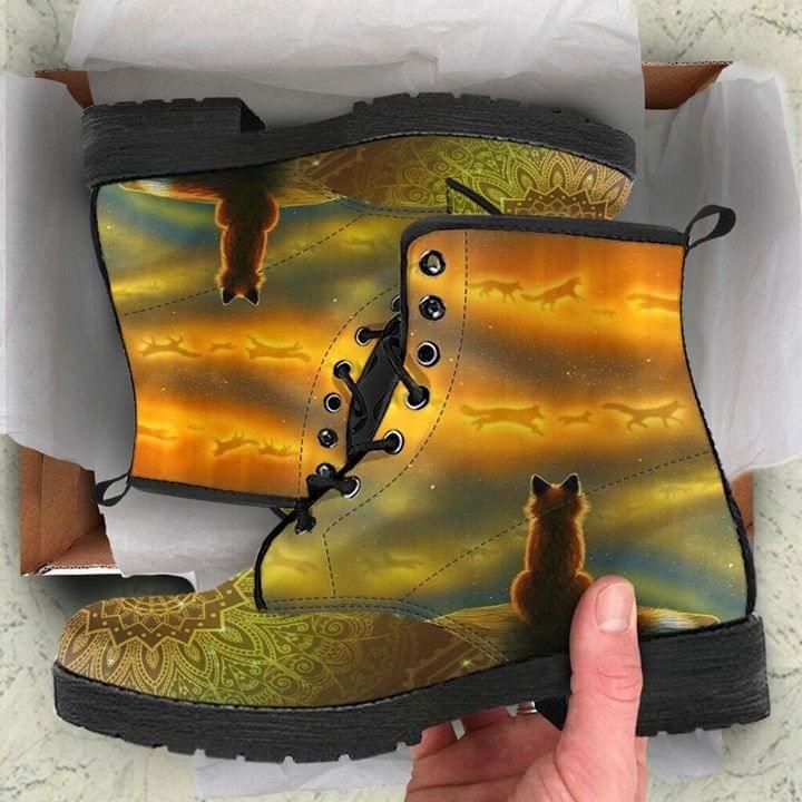 Fox Mandala Leather Boot Shoes