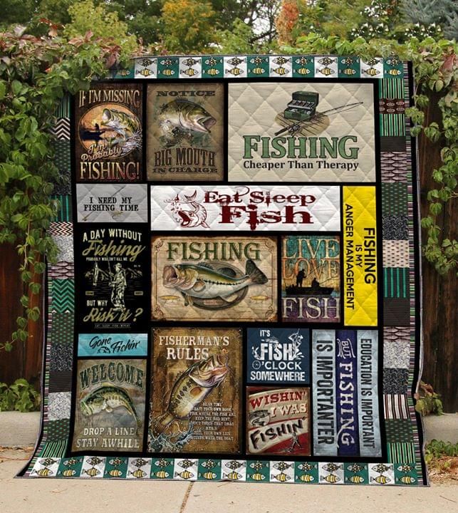 I Love Fishing Lovers Quilt
