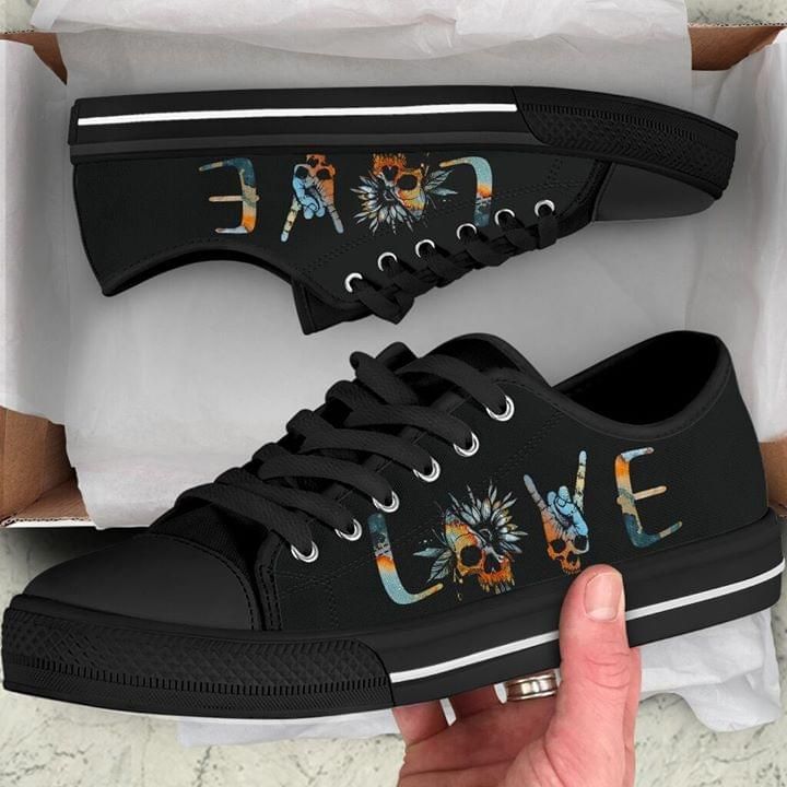 Love Skull Sign Language Low Top Shoes PANLTS0022