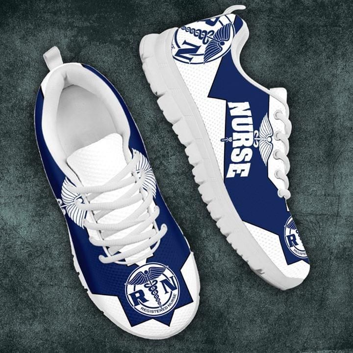 Nurse RN Blue And White Sneaker Shoes