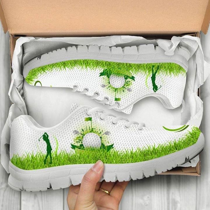 Girl Playing Golf Green And White Sneakers Shoes PANSNE0071