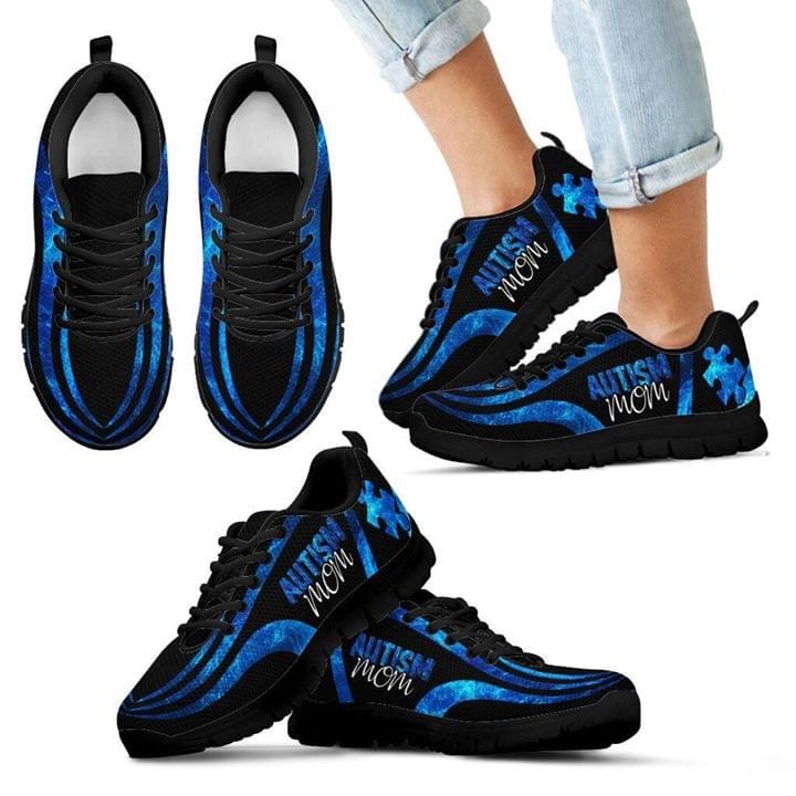 Autism Mom Blue And Black Sneaker Shoes PAN