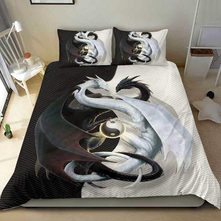 Black And White Dragon Bedding Set