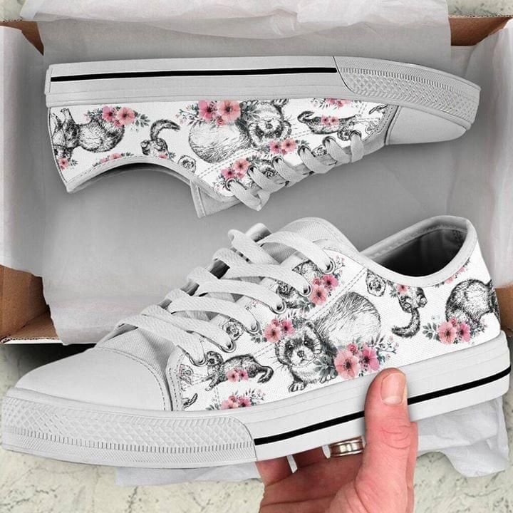 Raccoon Flowers Low Top Shoes PANLTS0044
