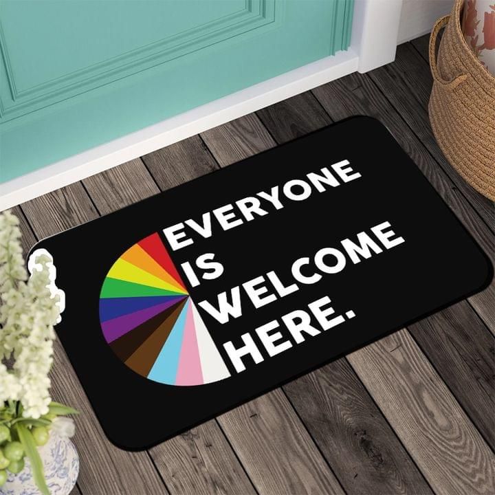 Everyone Is Welcome Here Rainbow LGBT Doormat PAN