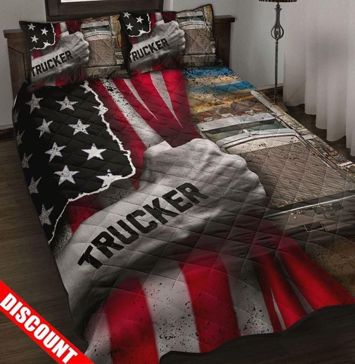 Trucker And American Flag Quilt Set