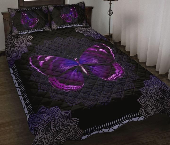 Butterfly Mandala Purple Quilt Set