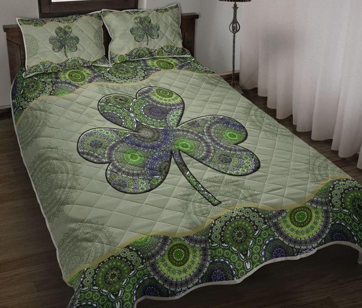 St Patrick's Day Decoration Celtic Leaf Irish Mandala Green Quilt Set