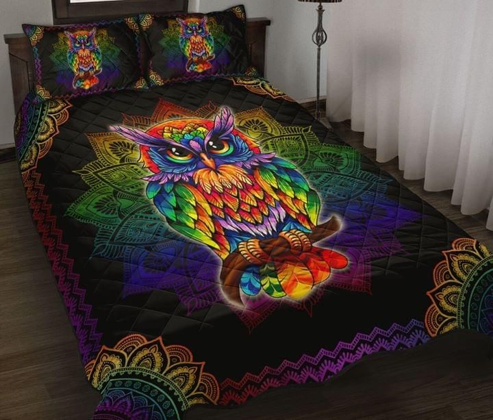 Owl Color Mandala Quilt Set