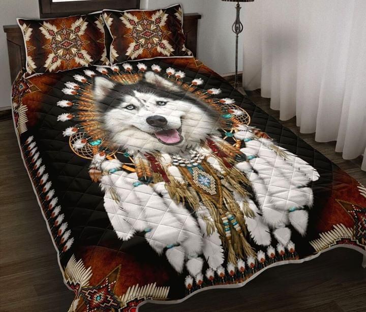 Husky Dog Native American Quilt Set