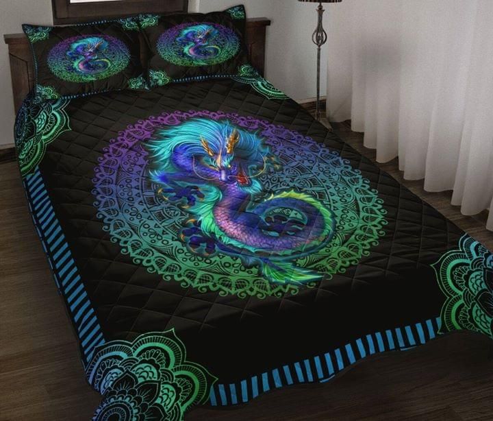 Dragon Mandala Green Quilt Set
