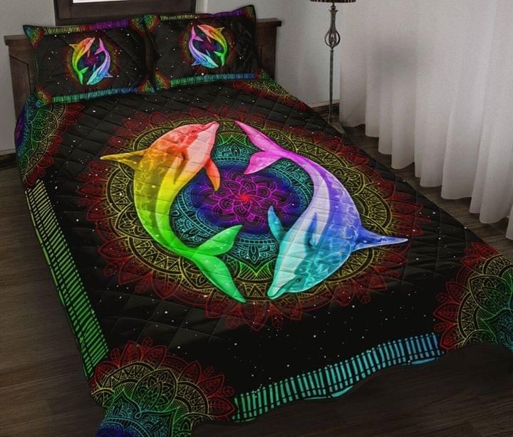 Dolphins Color Mandala Quilt Set