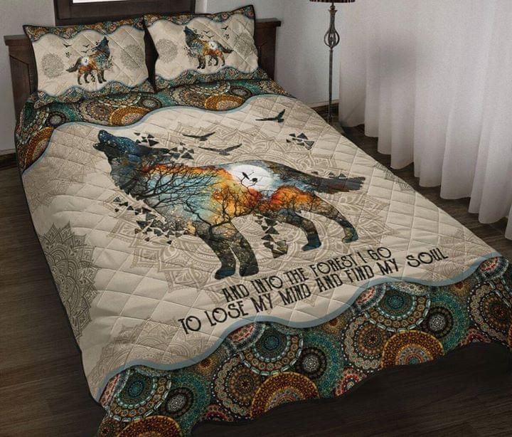 And Into The Forest I Go To Lose My Mind Find My Soul Wolf Quilt Set