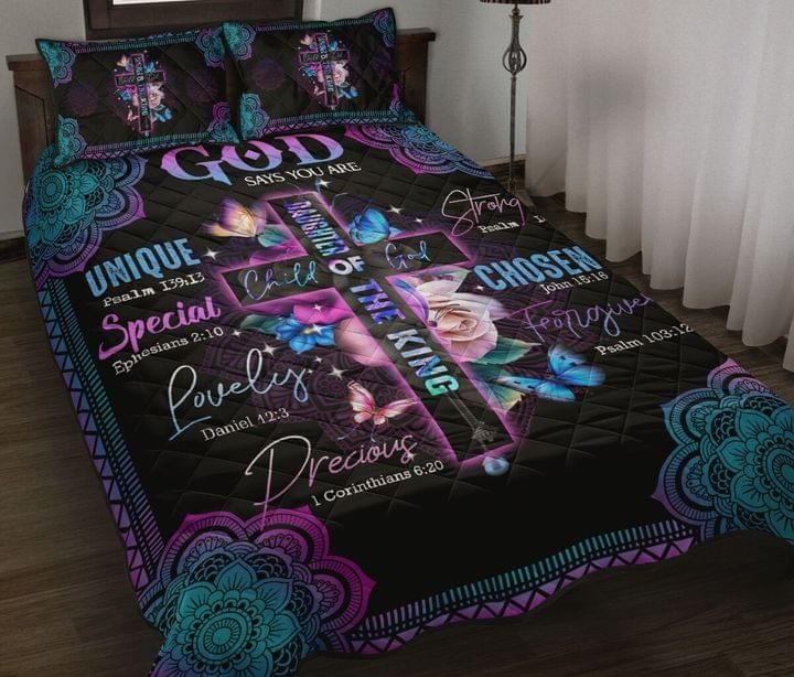 God Says You Are Daughter Of The King Child Of God Mandala Quilt Set
