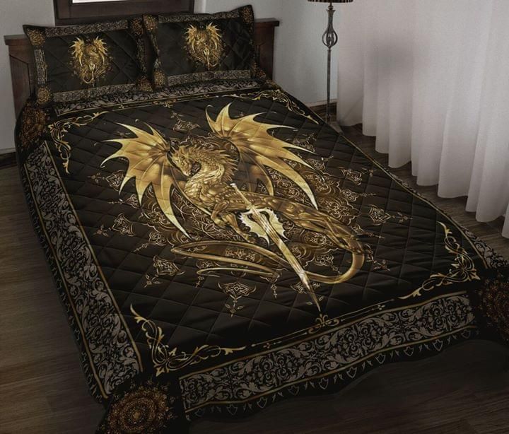 Dragon And Sword Brown Quilt Set PANQBS0074