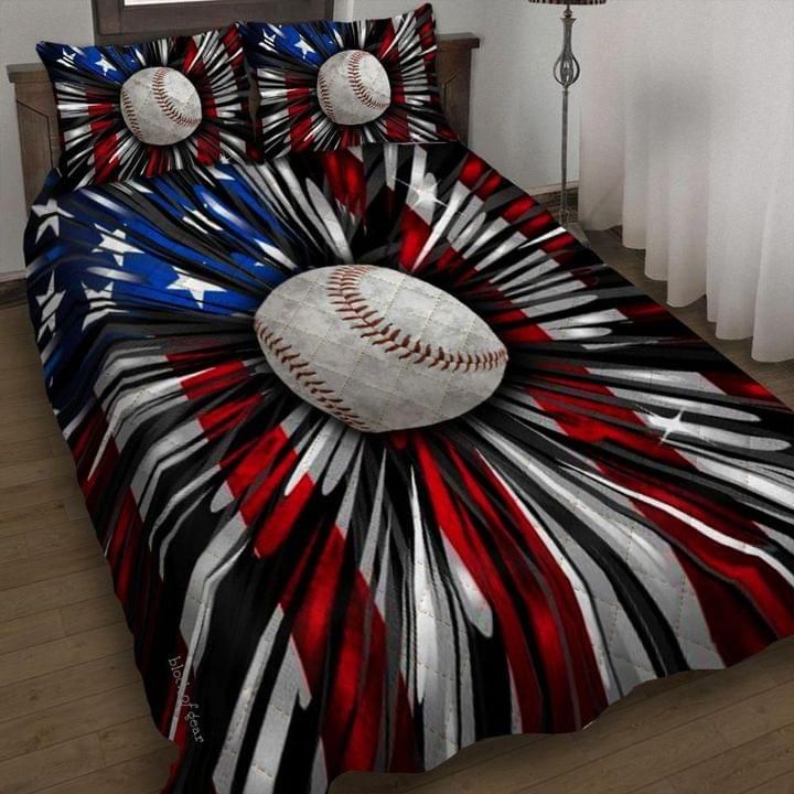 Baseball American Flag Quilt Set PAN
