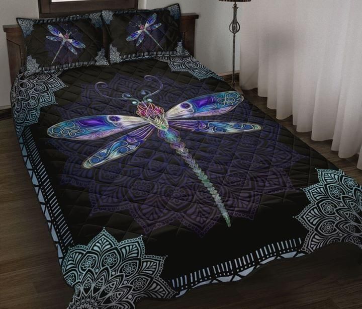 Dragonfly Mandala Purple Quilt Set
