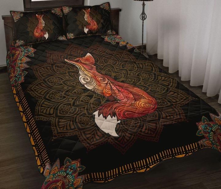 Fox Printed On Mandala Quilt Set