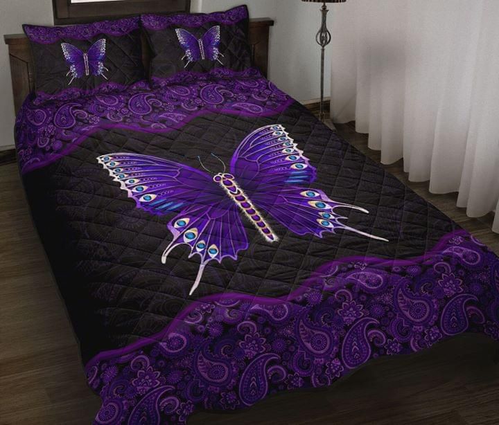 Butterfly Mandala Purple Quilt Set
