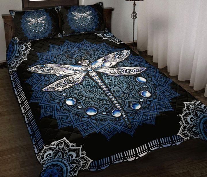 Dragonfly Mandala Blue Quilt Set