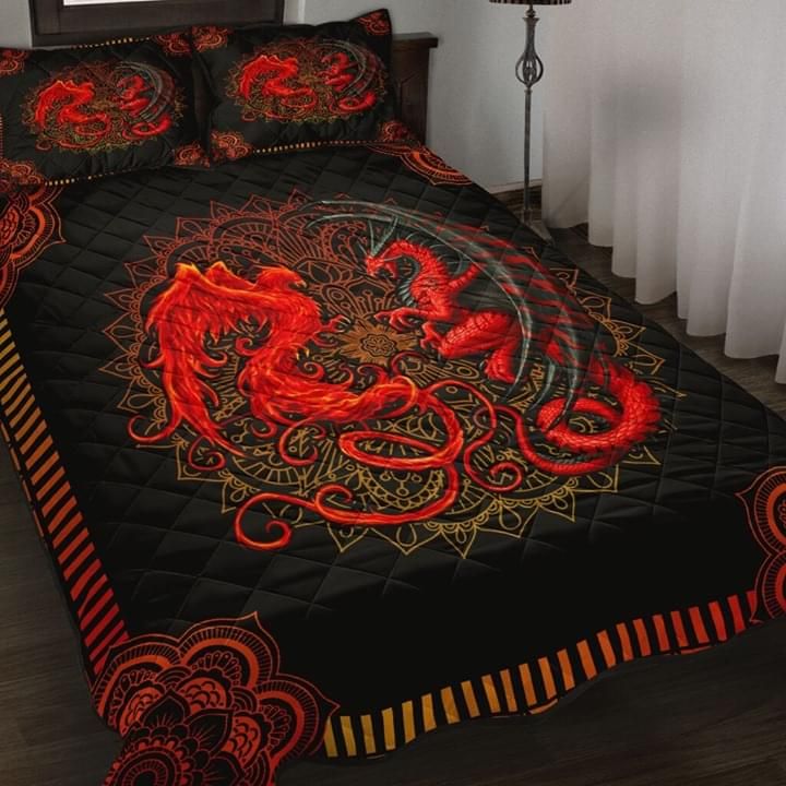 Dragon Couple Mandala Quilt Set