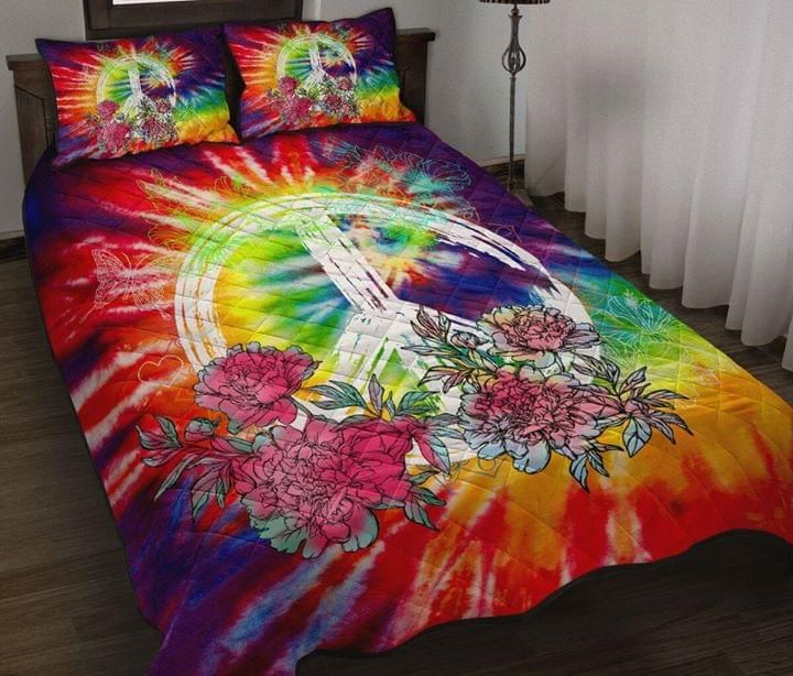 Flowers Hippie Rainbow Painting Quilt Set