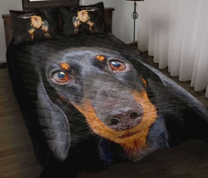 Close Up Dachshund Funny Quilt Set