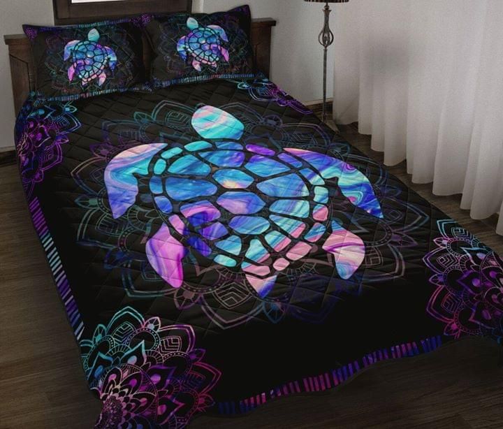 Turtle Mandala Multiple Blue And Purple Quilt Set