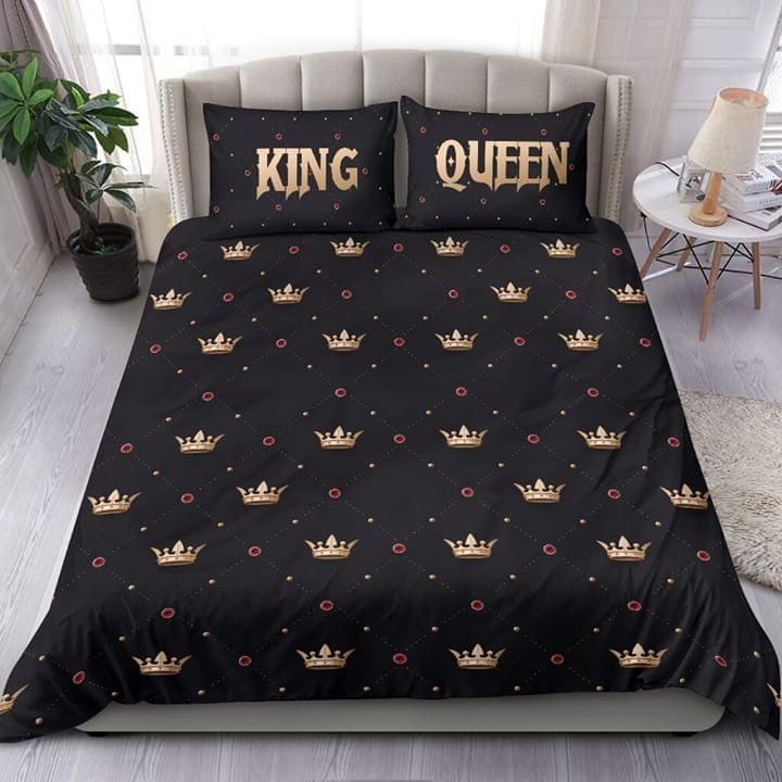 King Queen Crown Pattern Bedding Set
