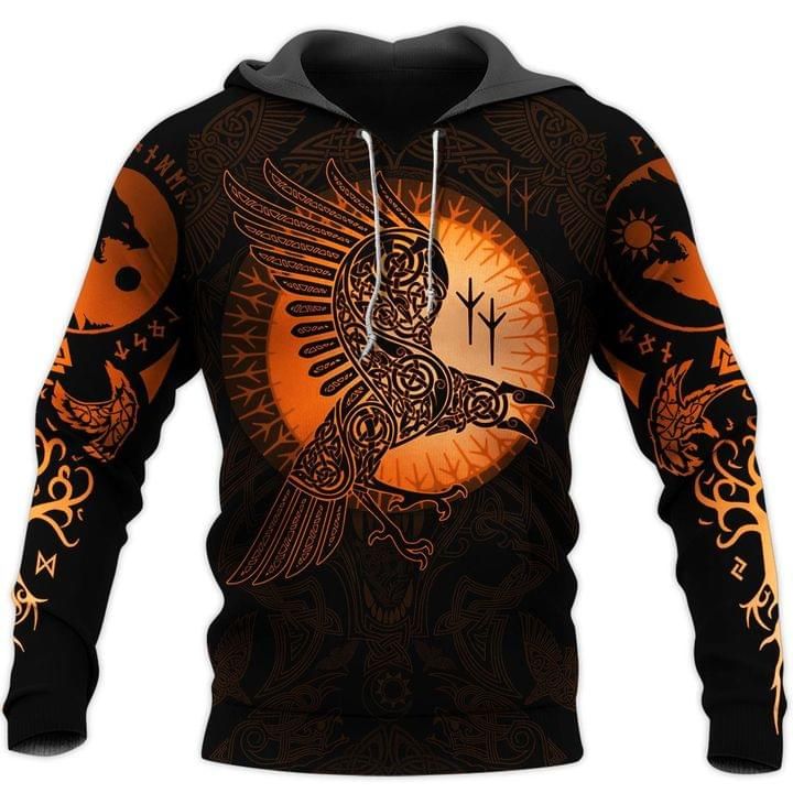 Vikings The Raven Of Odin Tattoo 3D Hoodie