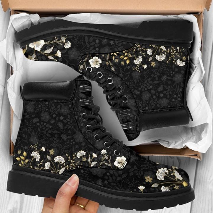 Flowers Floral Black Classic Boot Shoes