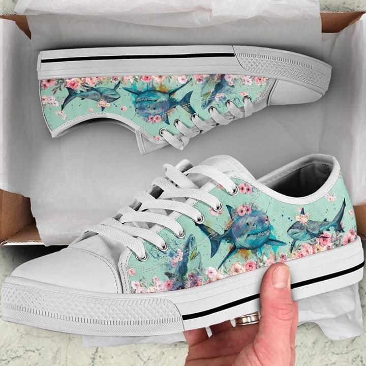 Sharks Flowers Low Top Shoes PANLTS0055