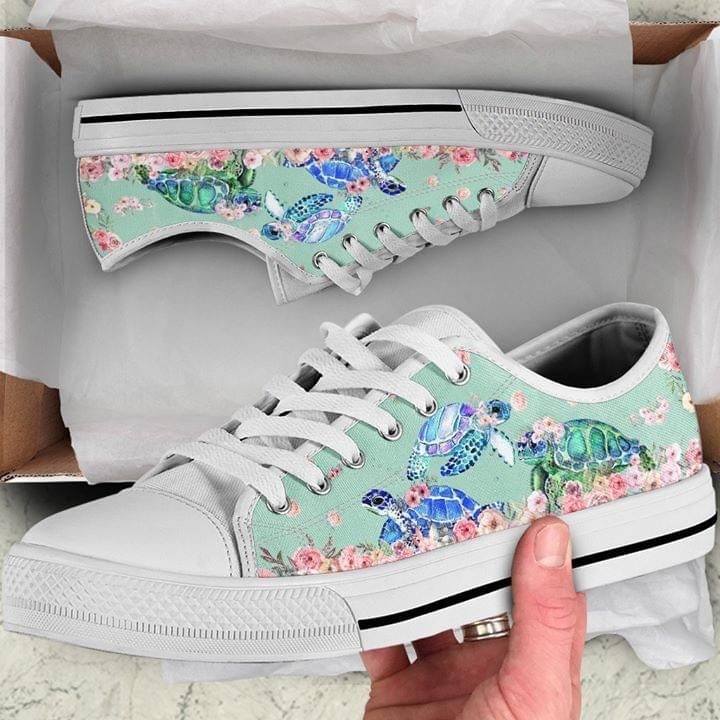 Turtles Flowers Low Top Shoes PANLTS0092