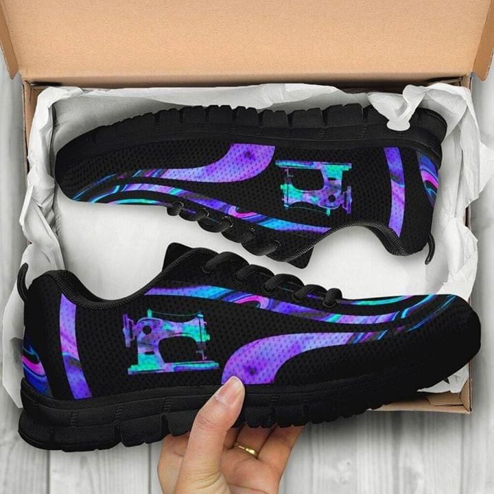 Sewing Purple Sneaker Shoes