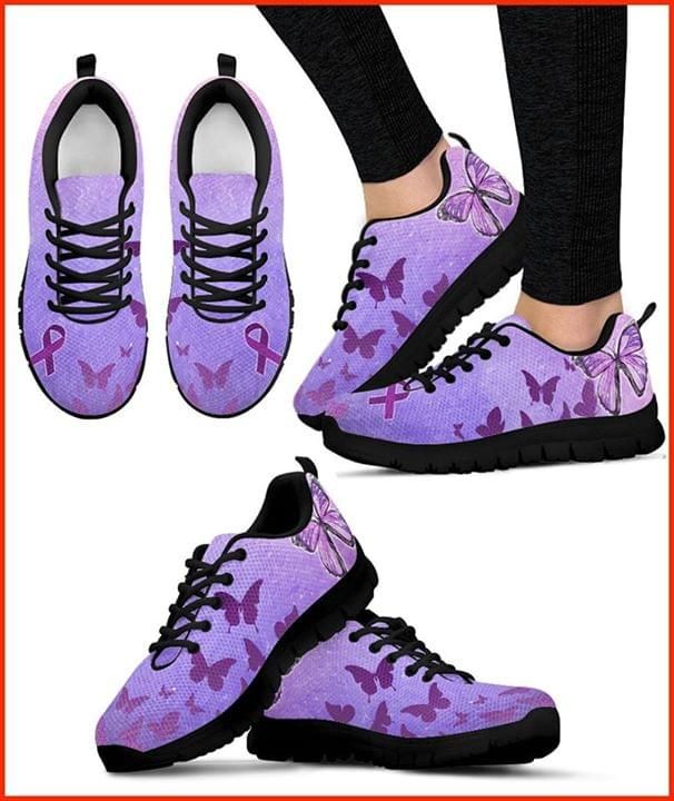 Butterflies Cystic Fibrosis Awareness Purple Sneaker Shoes