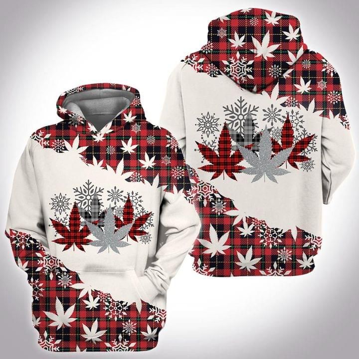 Weed Leaf Gift For Christmas Red 3D Hoodie