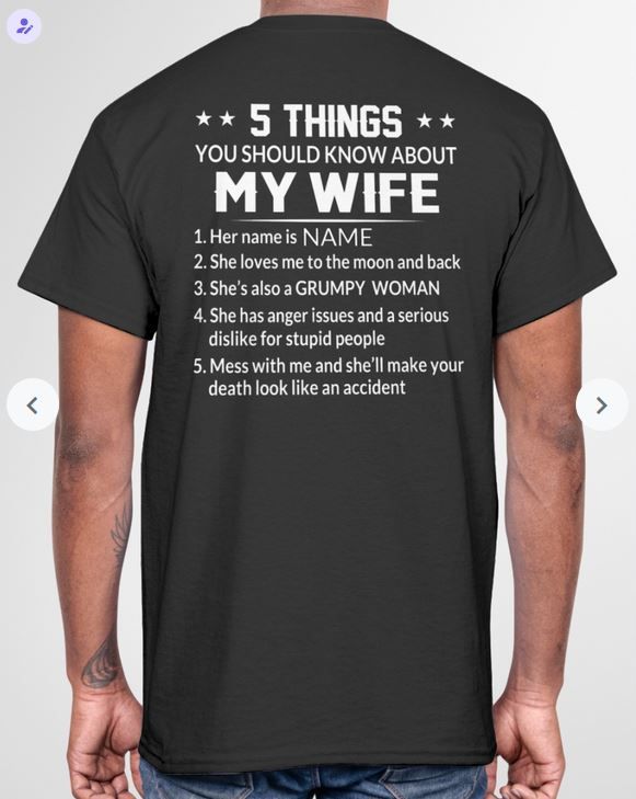 5 Things You Should Know About My Wife Funny Tshirt PAN
