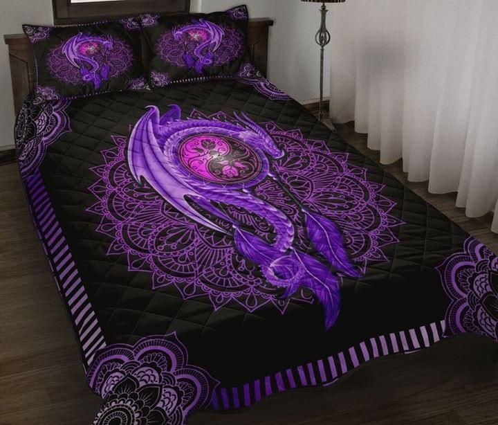 Dragon Mandala Purple Quilt Set