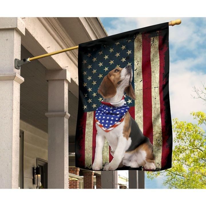 Beagle Dog American Flag PANFLAG0011