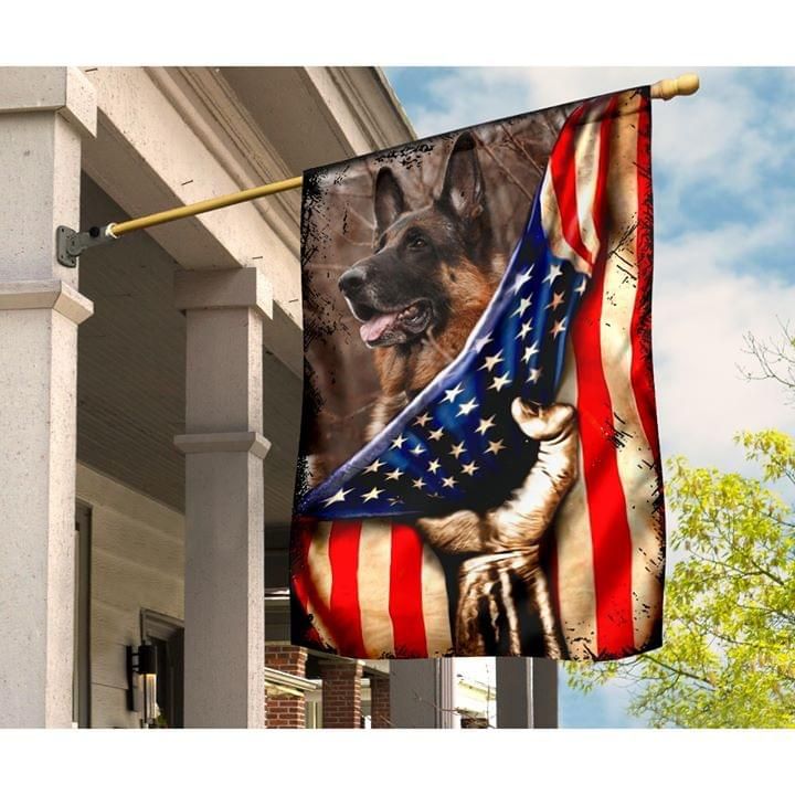 German Shepherd Dog American Flag